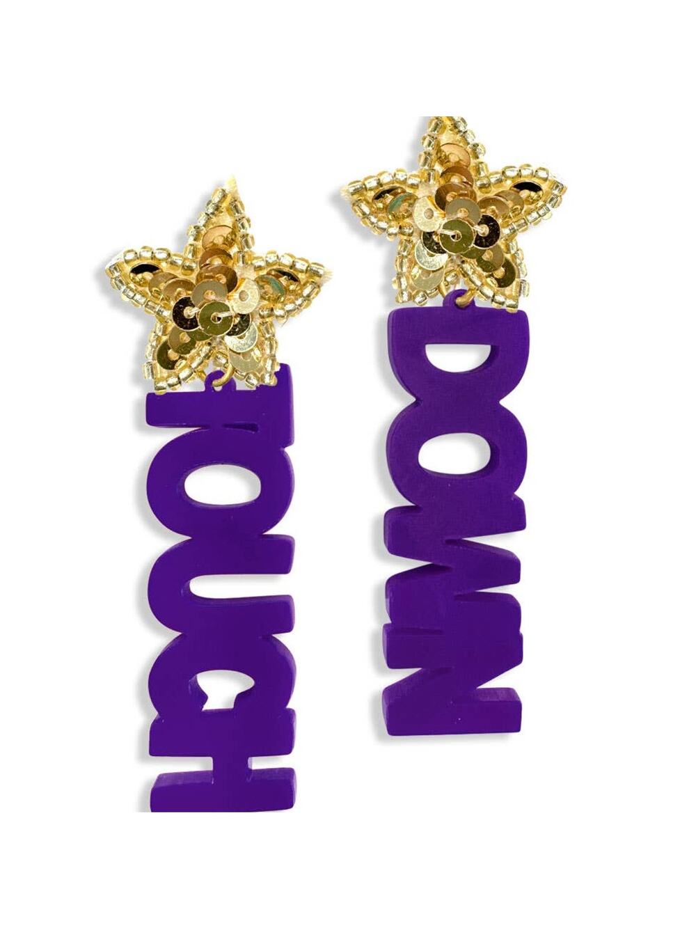 Touchdown Sequin Star Earrings – Purple | Viv&Lou